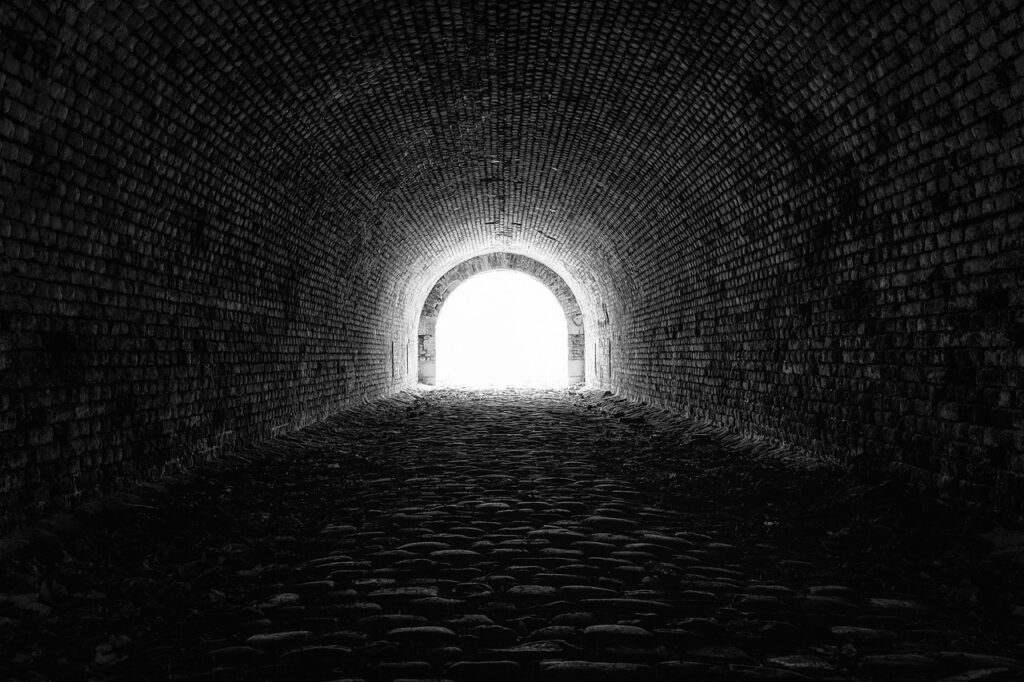 dark tunnel with light