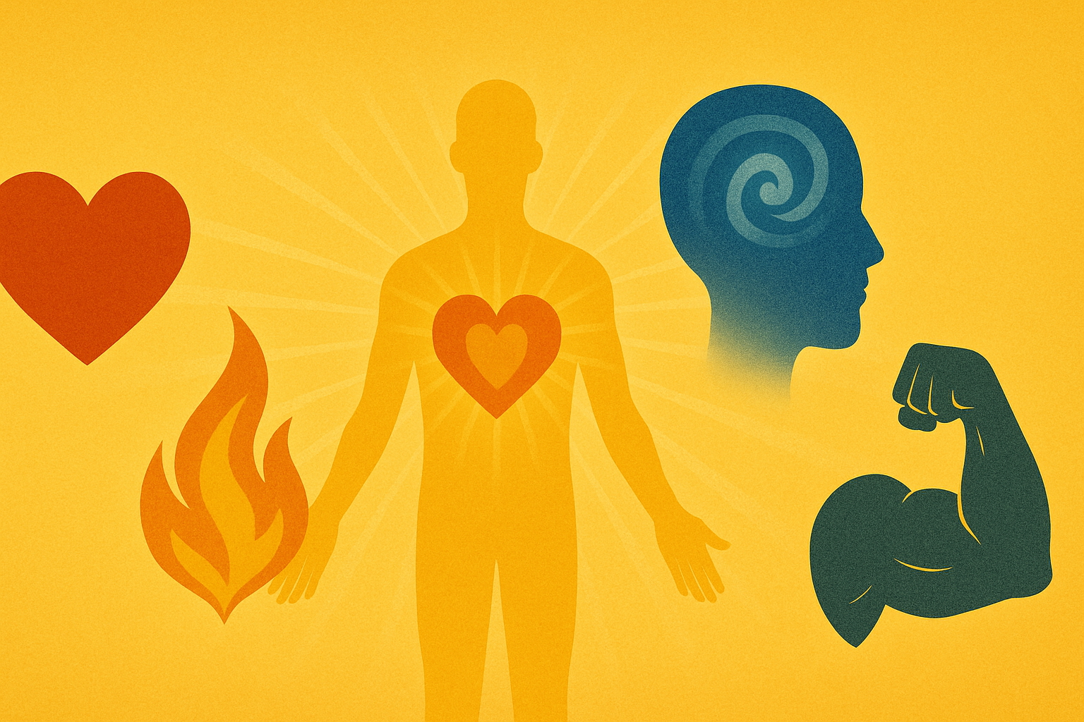 AI created image combining heart, soul, mind, and strength.