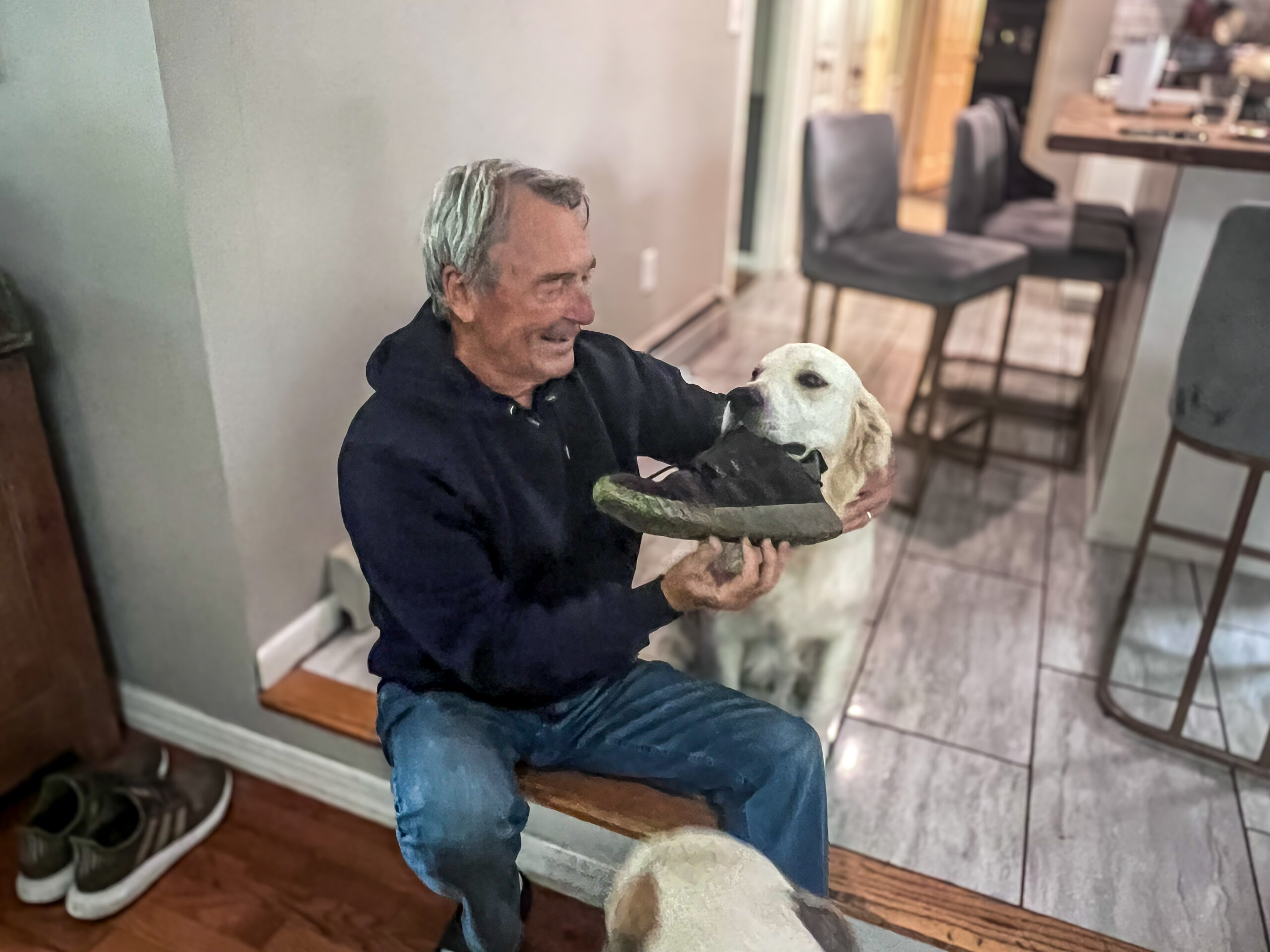 Author with son's Golden, Poppy.