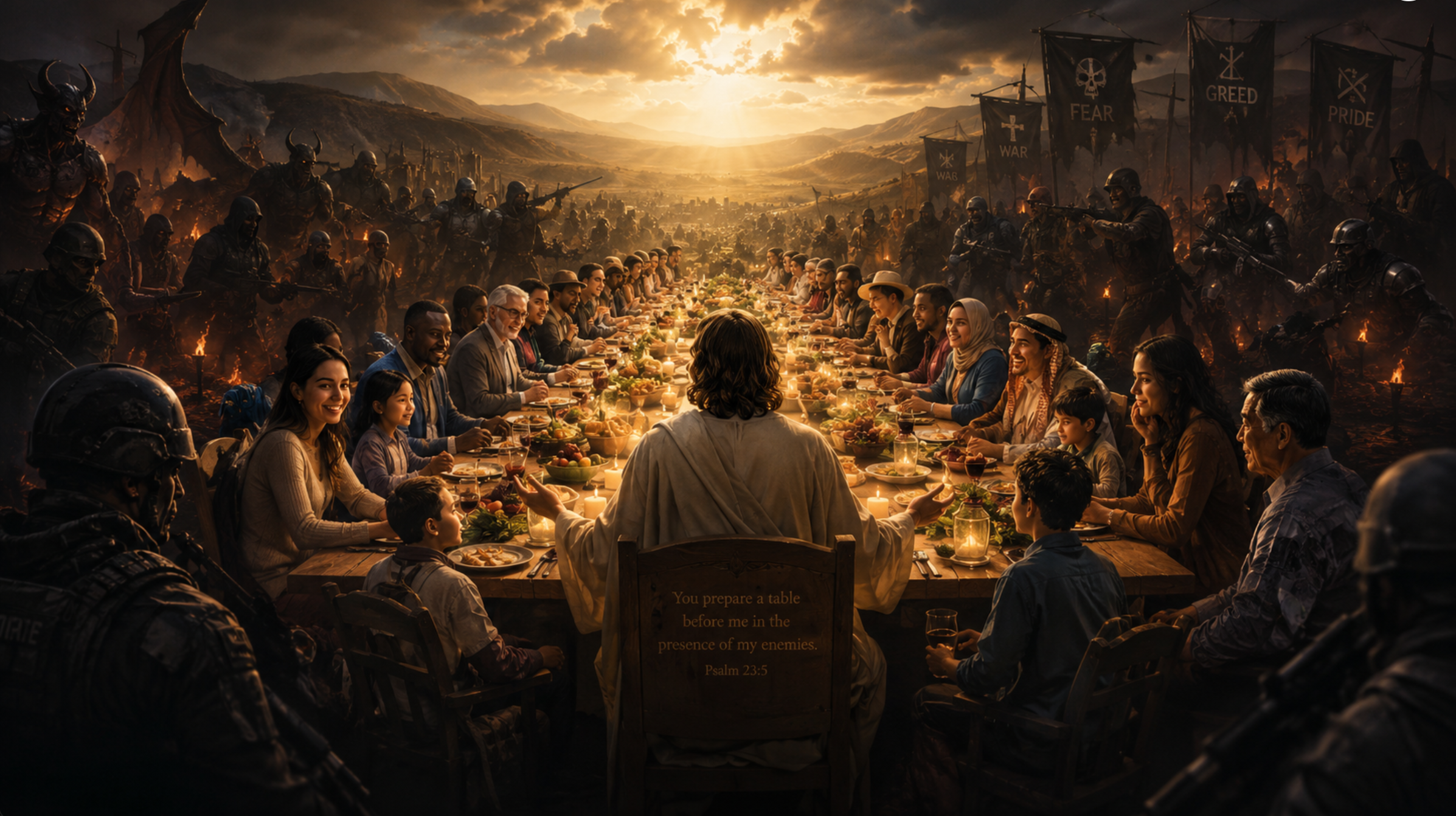 Table set among enemies Psalm 23:5